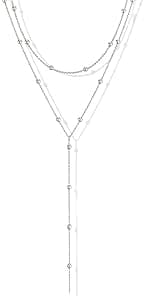 AzureRay Collier en Y pour femmes, Collier Acier Inoxydable Femme Superposé Doré Élégant à Chaînes Longues Look Chic et Moderne pour Toutes Occasions Accessoire Mode