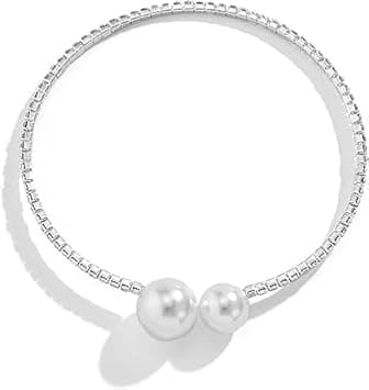 Bracelet en perles de carufine Bracelets en argent avec cristaux ouverts Bracelets pour femmes et filles