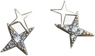 925 Argent Sterling Japonais Micro incrustain Cristal d'étoile à Quatre Pointes Boucles d'oreilles Or Femmes Petits Bijoux de Banquet Mignon