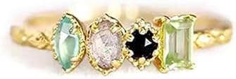 Bague vintage personnalisée avec plusieurs pierres de naissance pour grand-mère et maman, bague personnalisée avec pierre de naissance familiale de 1 à 6 pour femme, bague pour grand-mère avec pierres