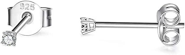 SNORSO Boucles d'oreilles Femme Argent Avec Zircone Cubique, Clous d'oreilles Cristaux de Swarovski Elements Ronds pour Femme Fille, Couleur Argent/Or jaune/Or Rose, Diamètre 3mm/ 4mm /5mm