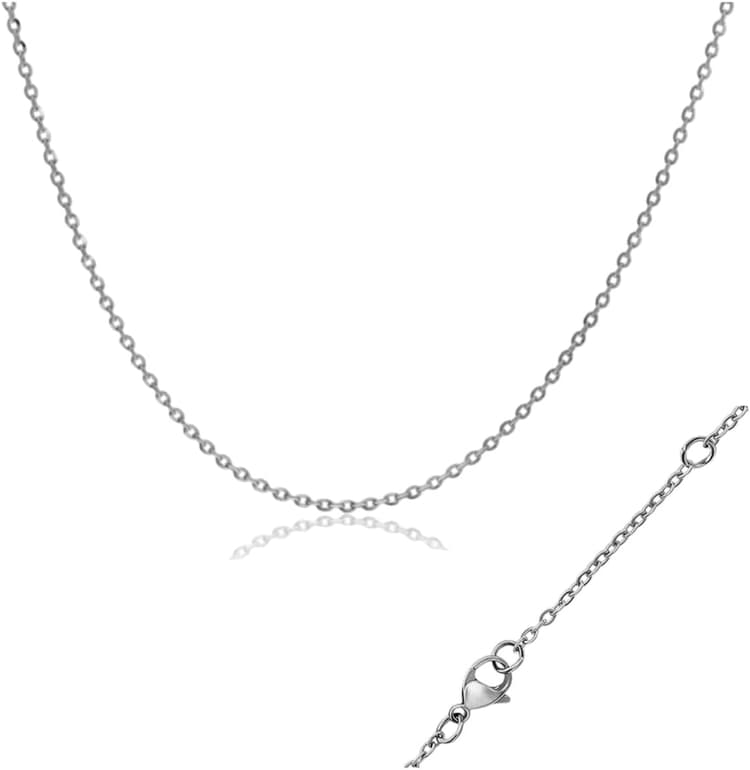 Chaine collier argenté en acier inoxydable 304 pour femme de 40 à 100 cm avec une extension de 5 cm - Epaisseur 2 mm - bijoux