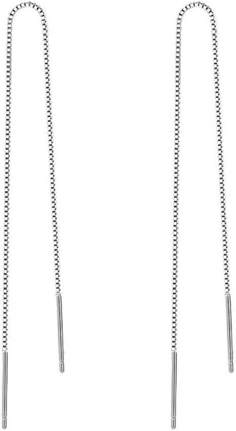 Boucles d'oreilles en argent pour les femmes balancent des boucles d'oreilles fil Drop boucles d'oreilles pendantes Minimalisme plongé longue chaîne boucle d'oreille