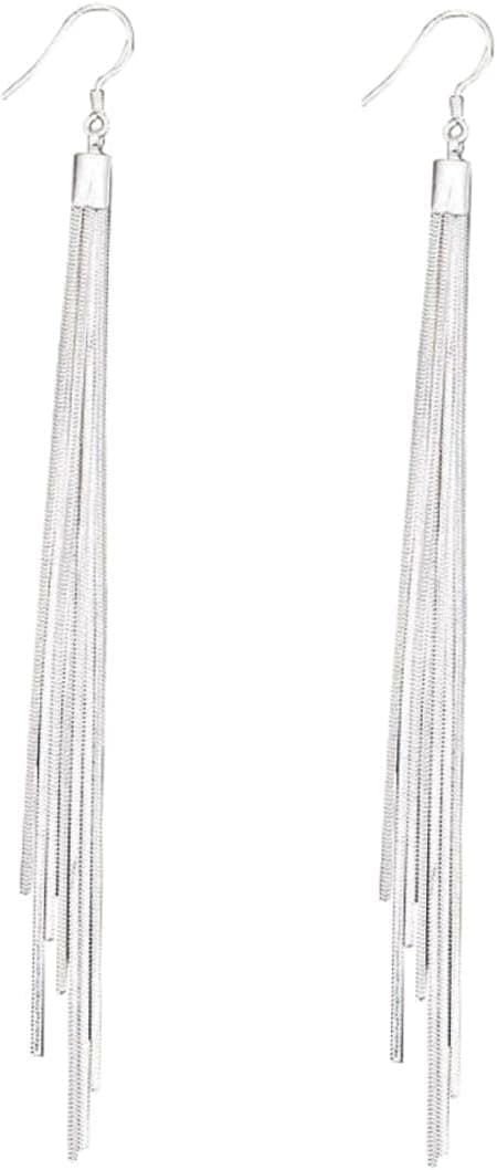 Yardwe Boucles D'Oreilles Longues À Pampilles En Argent Pendantes Pour Femme Bijoux De Gland LéGèRes Confortables Design Unique 5.91In