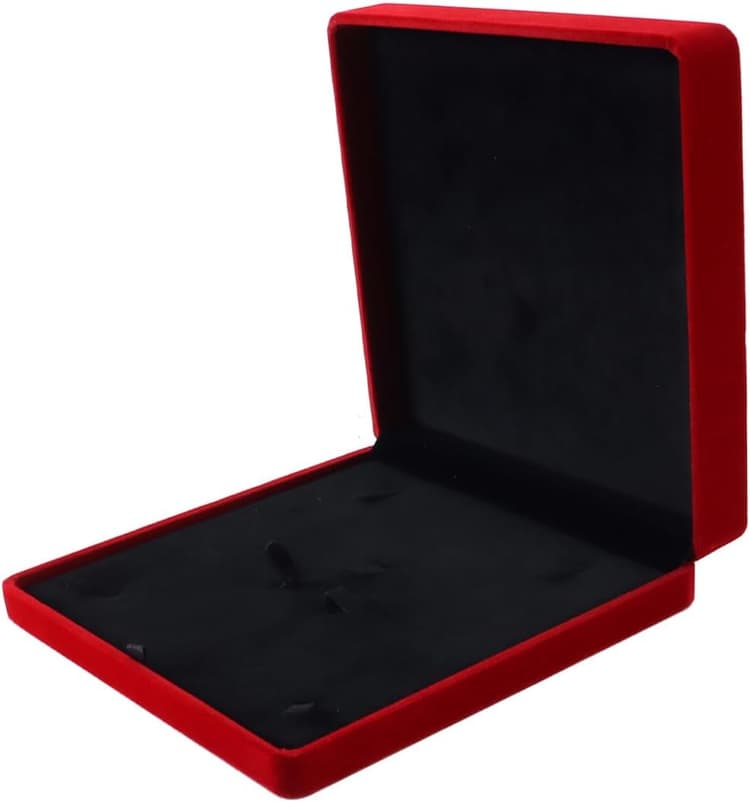 Grande boîte à bijoux en velours, boîte à bijoux en velours pour femme, bijoux, collier, boucles d'oreilles, bague (rouge)