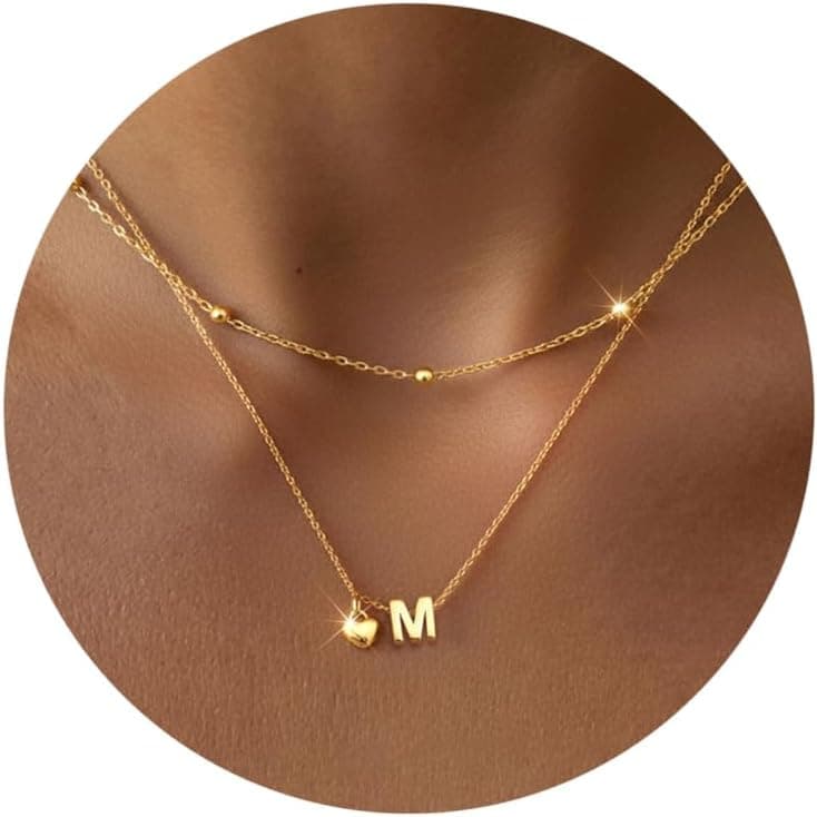 LOLIAS Collier Personnalisé Collier Initiale Collier Femme Or/Argent Coeur Collier Lettre Femme Or Acier Inoxydable Collier Pendentif Lettre Coeur Collier Personnalisé Femmes Filles Cadeaux
