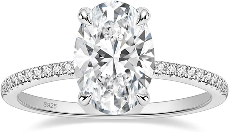 EAMTI 1/2/3/4.5CT 925 Sterling Silver Engagement Rings Oval Cut Cubic Zirconia CZ Wedding Promise Rings for Her Stunning Wedding Bands for Women Size 3-11