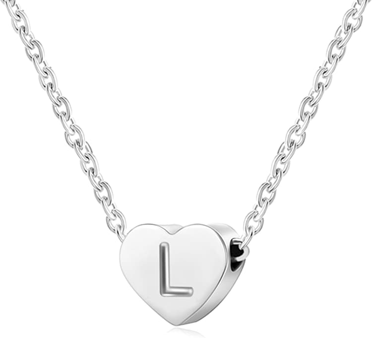 Collier Femme Coeur Argent avec Lettre Pendentif Collier Prénom Initiale Femme et Fille Anniversaire Cadeau Exquis et Mignon