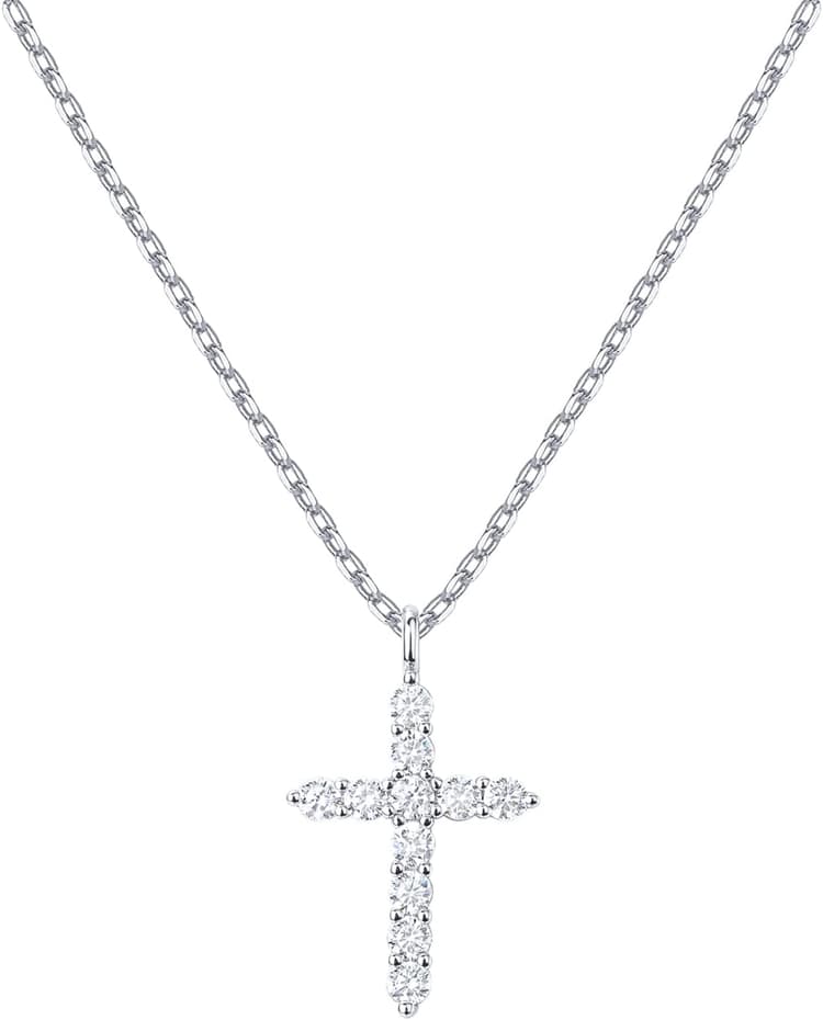 PAVOI 14K Gold Plated Cubic Zirconia Cross Necklace for Women | Cross Faith Pendant Necklaces