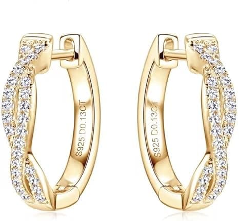 Créoles Moissanite Diamant, argent sterling 925, plaqué or 18K, 2 carats, bijoux pour femme