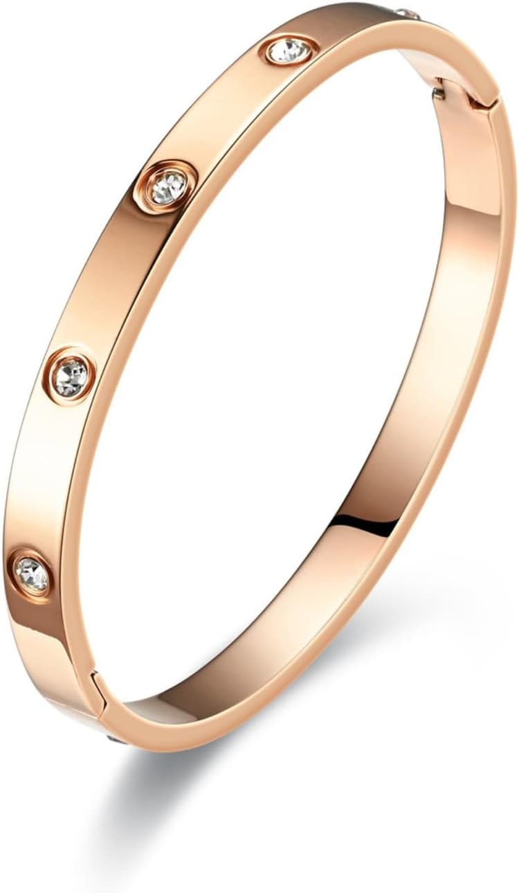 Bracelet en Zircone Cubique plaqué Or 18k Or Rose Argent Titane Acier Bijoux avec Cristal Cadeaux pour Fête des Mères Saint Valentin Mariage Couples