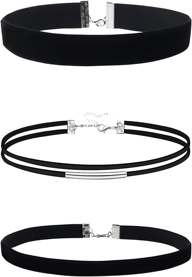 Collier en velours Noir, Ensemble de Colliers pour Femmes et Enfants, Danse Fête d'Halloween