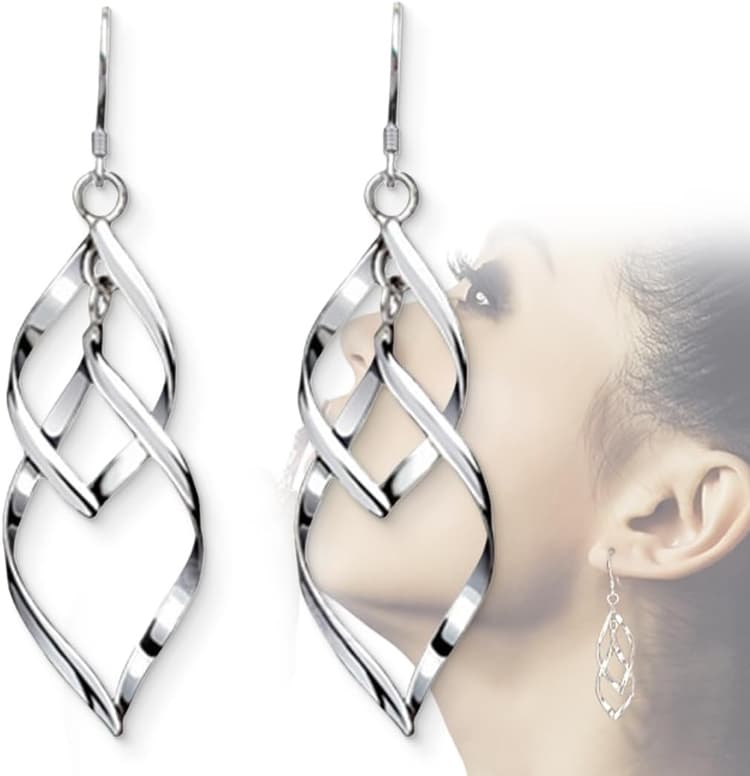 1 paire Boucles d'oreilles pendantes en argent sterling pour femme - Longues pampilles - Cadeau pour femme