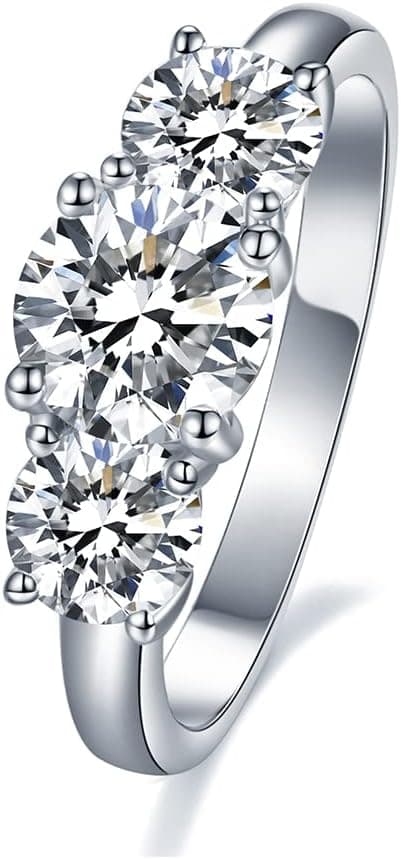 IMOLOVE Moissanite Wedding Band for Women Eternity Bands Moissanite Wedding Rings for Women Sterling Silver Ring Anniversary Band White Gold Plated Size 4-11