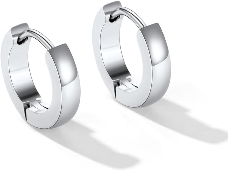 U7 Paire Huggie Boucles d'oreilles Femme acier inoxydable, Mini Créoles Anneaux Oreilles Homme