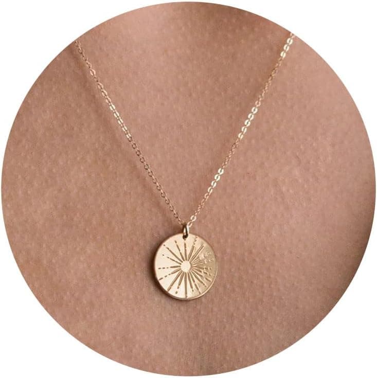 VRIUA Gold Necklace for Women - 14K Gold Plated Dainty Italian Horn Star of David Butterfly Bow Sun Lotus Volleyball Baseball Cowboy Boots Necklace Jewelry Everyday for Women