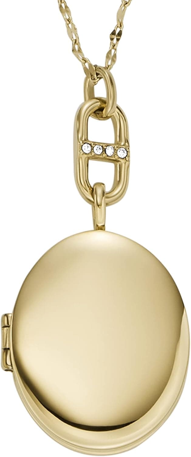 Fossil Women's Plated Stainless Steel Engravable Personalized Gift Pendant Chain Necklace for Women