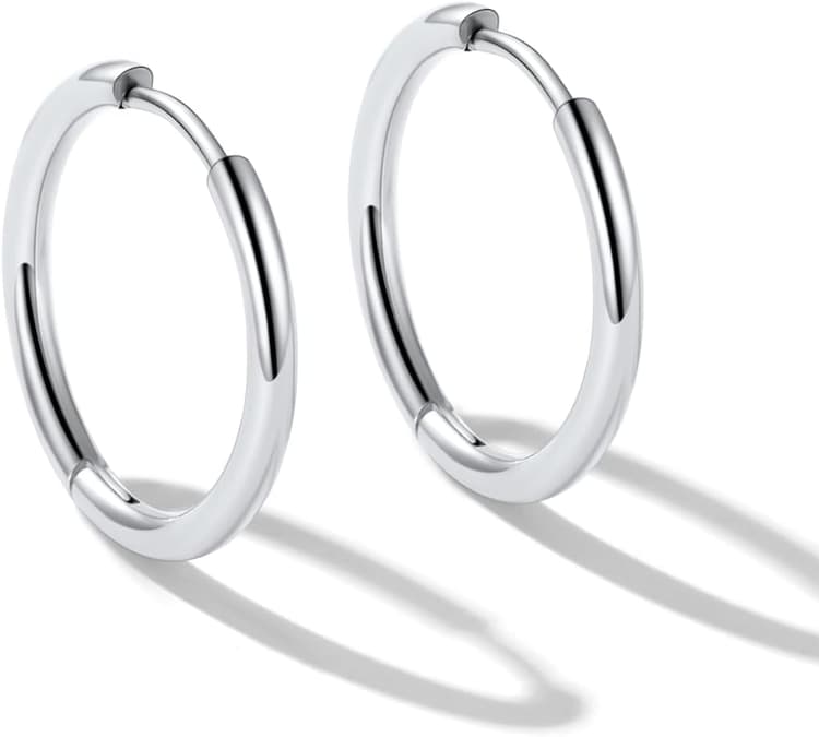 U7 Paire Huggie Boucles d'oreilles Femme acier inoxydable, Mini Créoles Anneaux Oreilles Homme