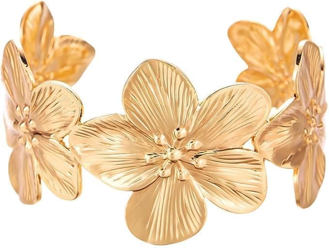 Bracelets Femmes Bracelets à Manchette Bracelet Ouvert En Or Bracelet Fleurs Personnalisés Plage Bijoux Vacances Niche Jonc Ouverts Accessoires Mode et Polyvalence pour Femmes