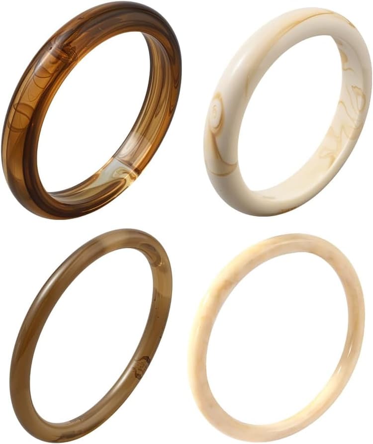 4pcs Bracelet Jonc Coloré en Résine Acrylique pour Femme 4 styles Bracelets en Résine Translucide Bracelets Géométrique en Acétate Moucheté Bracelet Tortue pour Femme
