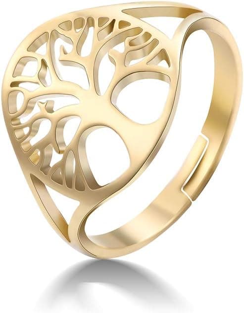 cooltime Bague en acier inoxydable - Motif arbre de vie - Pour femme