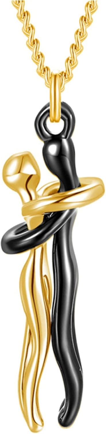 Collier Câlin, Collier Pendentif Câlin Affectueux Collier Couple Personnalité pour Elle et Lui Collier Saint Valentin Mode Réglable pour Femmes Hommes