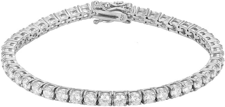 Bracelet Tennis Femme en Argent Sterling 925 avec Zirconium Cubique Blancs