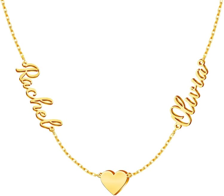 Collier Prénom Personnalisé avec Chaîne Gourmette, Fait à la Main Personnalisé Famille Enfant Collier ras du cou Bijoux Cadeau pour Maman Femme