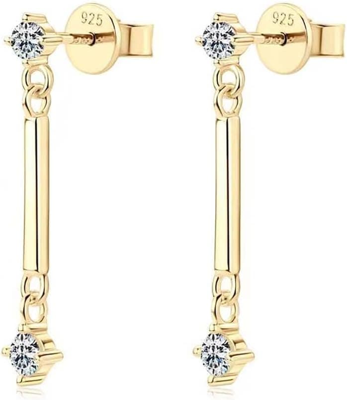 Moissanite pendantes boucles d'oreilles en argent Sterling Moissanite goutte Bar boucles d'oreilles Moissanite boucles d'oreilles pour femmes bijoux cadeaux