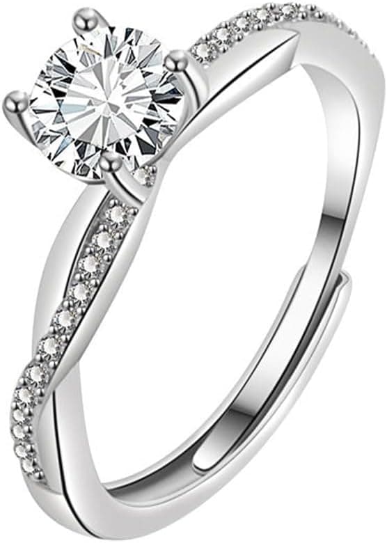 1 Pièces bague en argent pour femme - Réglable - Bague de fiançailles - Bague de fiançailles - Bague d'anniversaire pour femme - Cadeau de bijoux