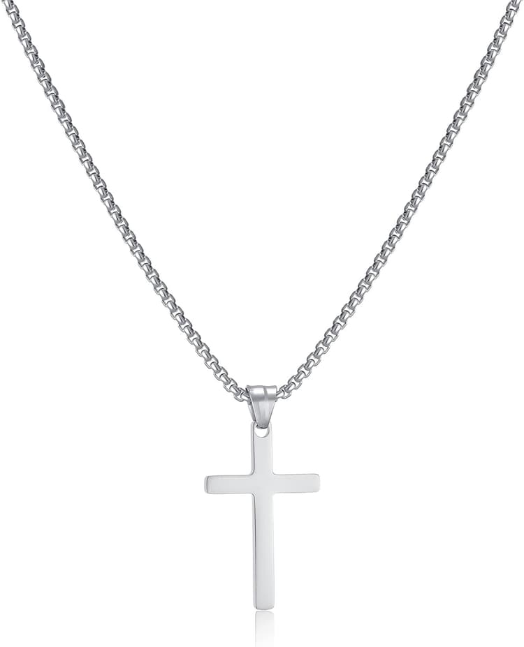Collier Croix Homme Or Chaine Pendentif Croix Acier Inoxydable Bijoux Chretienne Croix pour Homme et Femme
