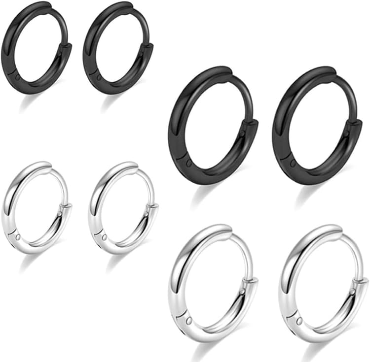 4 Paires Acier Inoxydable Boucles d’Oreilles Anneau Homme Femme Boucles d Oreilles Créole, Boucle d Oreille Homme Anneaux, Boucle d'oreille Femme Creole, Boucle d'oreille Acier Inoxydable