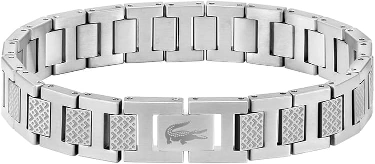 Lacoste Bracelet à maillons Collection METROPOLE Embelli avec motif petit piqué - Disponible pour homme et femme