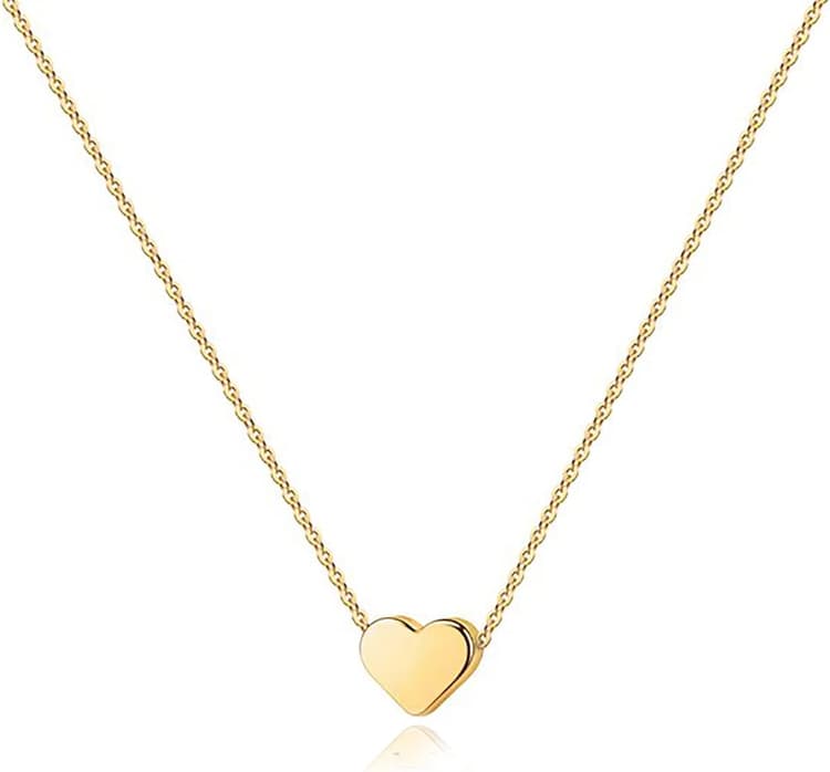 PAVOI 14K Gold Plated Cubic Zirconia Heart Necklace | Cute Dainty Love Pendant Necklaces for Women - Valentines Day Trendy Jewelry