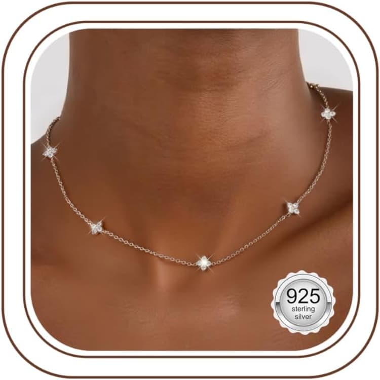 Finrezio Collier Or pour Femme Collier Argent Sterling 925 avec Zircone Cubique Collier Chaîne Plaquée Or 14 Collier Plaqué Or Femme Bijoux Cadeaux Collier Or Femme