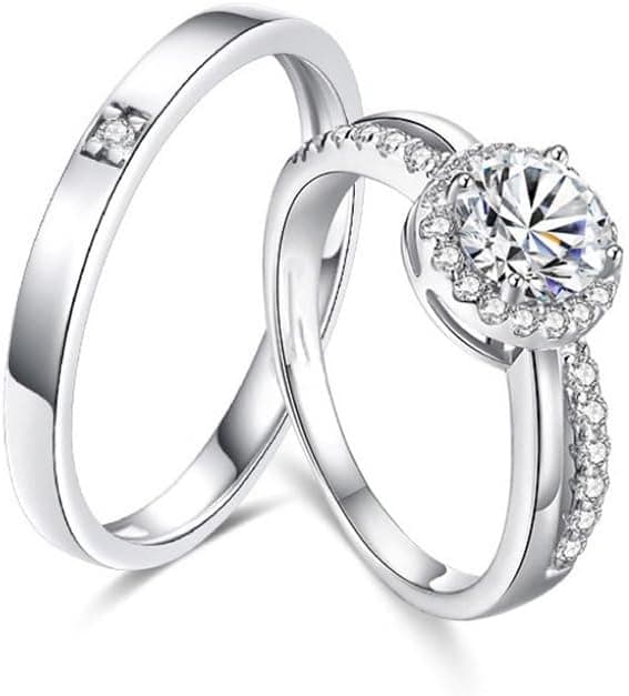 2 Bagues de Couple Ajustable Fiançailles Mariage Cadeaux St Valentin Alliance Couple Bague Homme et Femme de Promesse