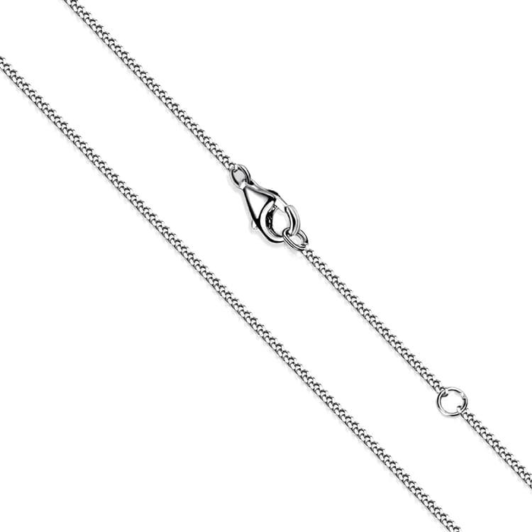 OSTAN Chaîne en argent pour dames, largeur : 1,4 mm. Collier sans pendentif. Plaqué or blanc pour éviter l'oxydation et le ternissement.