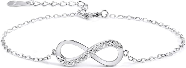 Bracelet Bijoux en Argent Sterling zircone cubique 925 pour Femmes, Infinity Symbol Love Cadeau pour l'anniversaire de Noël Saint Valentin