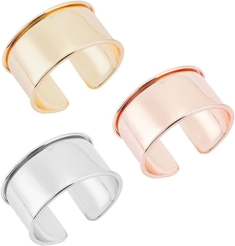 UNICRAFTALE Alliage Rainuré Manchette Bracelet Ouvert Large en Or - Réglable pour Pierres Précieuses et Incrustation de Cuir - 3 Couleurs