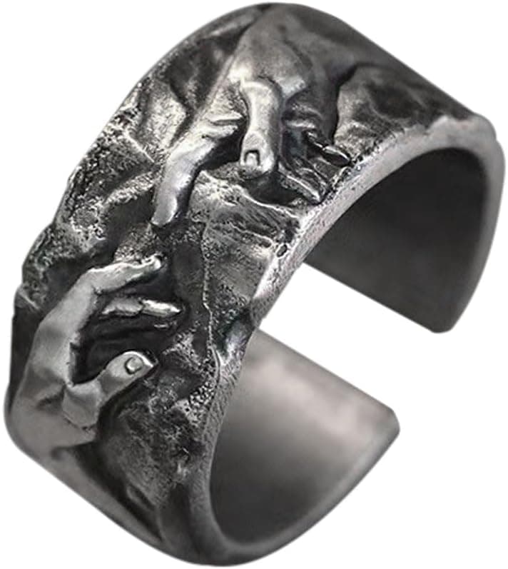 Bague Homme Réglable Vintage Viking Rétro Bague Ouverte Pouce Gothique Bijoux Cadeaux pour Hommes Garçons Père, 6 Style