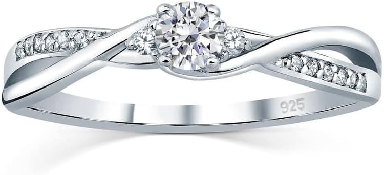 SILVEGO - FNJR085sw - Bague de Fiançailles - Argent 925/1000 - avec Swarovski Zirconia