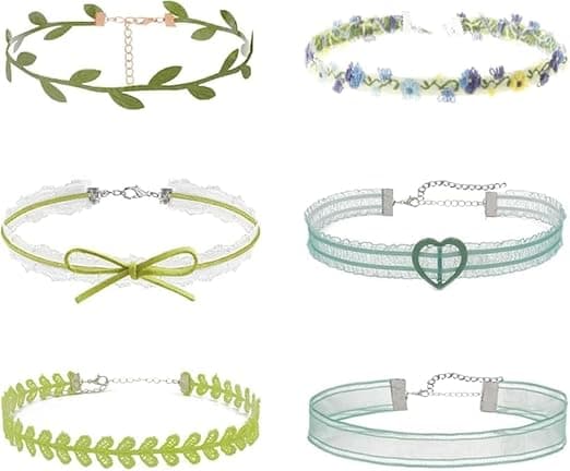 6 Pièces Collier Tour de Cou Fille Femme, Tour de Cou Collier Ras du Cou Ensemble, Floral Collier Ras de Cou en Dentelle, Collier Ras du Cou Velours, Colliers Ras du Cou Bijoux pour Femmes Filles