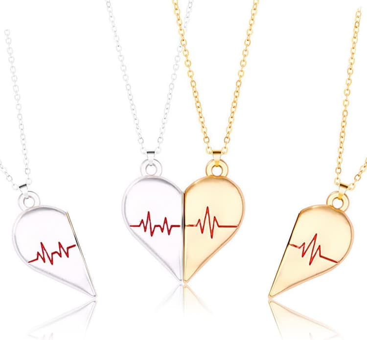 1 paire colliers ECG couple cadeau pour amoureux, collier puzzle personnalisé, collier puzzle, collier couple