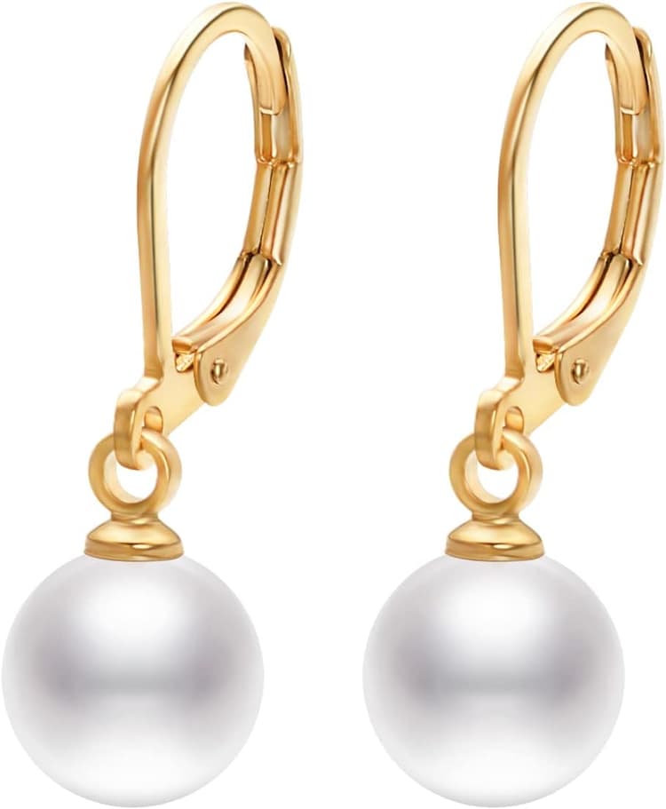 Boucle oreille Pendante Perle Femme Plaqué or Dormeuse Boucles D'oreilles Piercing Bijoux