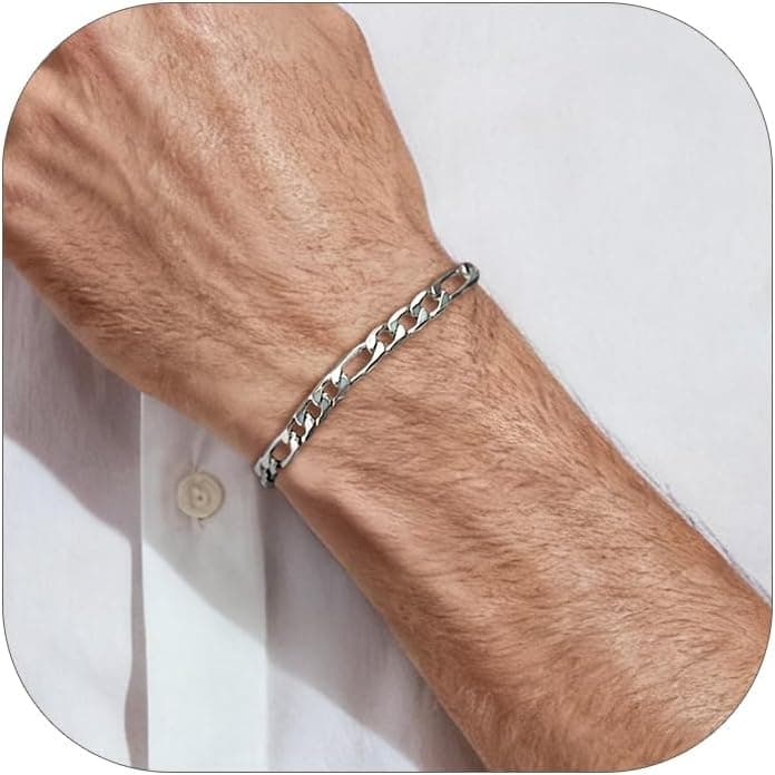 PROSTEEL Gourmette Homme Chaîne Bracelet Figaro 6mm/9mm/13mm en Acier Inoxydable/Plaqué Or/Noir, 19cm/21cm/23cm de Long