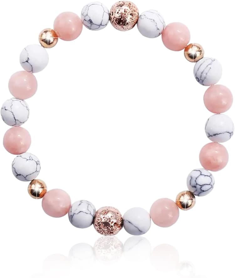 1 Pièce Bracelet De Perles De Cristal Rose, Perles D'espacement Turquoise Blanches, Fait à La Main, Bracelet De Mode Pour Femmes, Accessoires Pour Les Mains, Cadeau Approprié Pour Les Amis