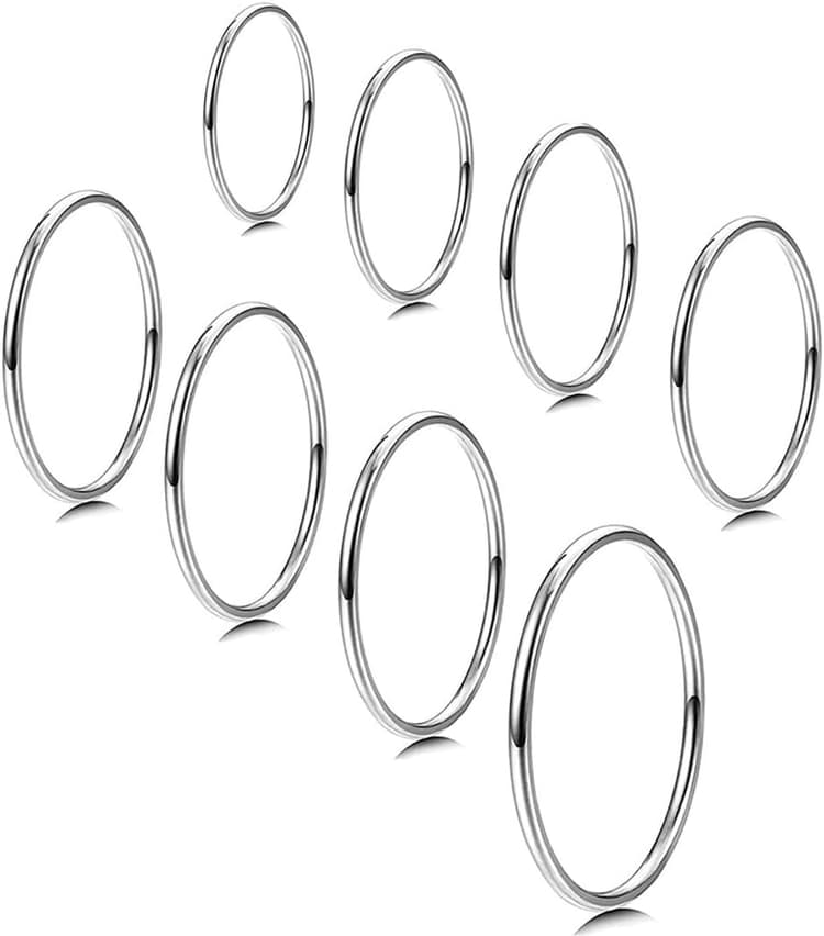 8 Pièces Bague Femme Rétro Vintage Bague Empilables Bague Phalange Ensemble Minimaliste Bague Pouce Femme Ensemble Bague Knuckle Bague Femme Bague Fantaisie Femme (Argent)