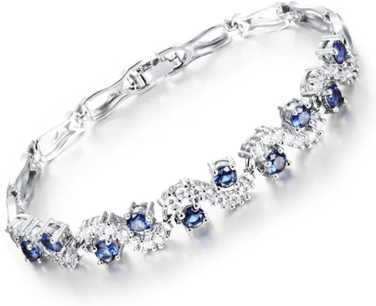 Crystalline Azuria Bracelet Tennis Plaqué Or Blanc 18ct Cercle Cristaux Zircone Bijoux pour Femme et Fille