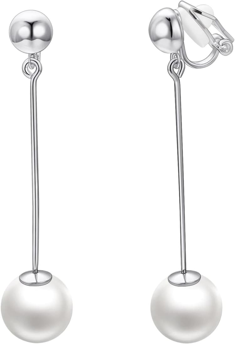 Blanc Perles Boucles D'oreilles Pendantes Femme Fantaisie Longue Boucle D'oreille Hypoallergéniques Cadeau Bijoux