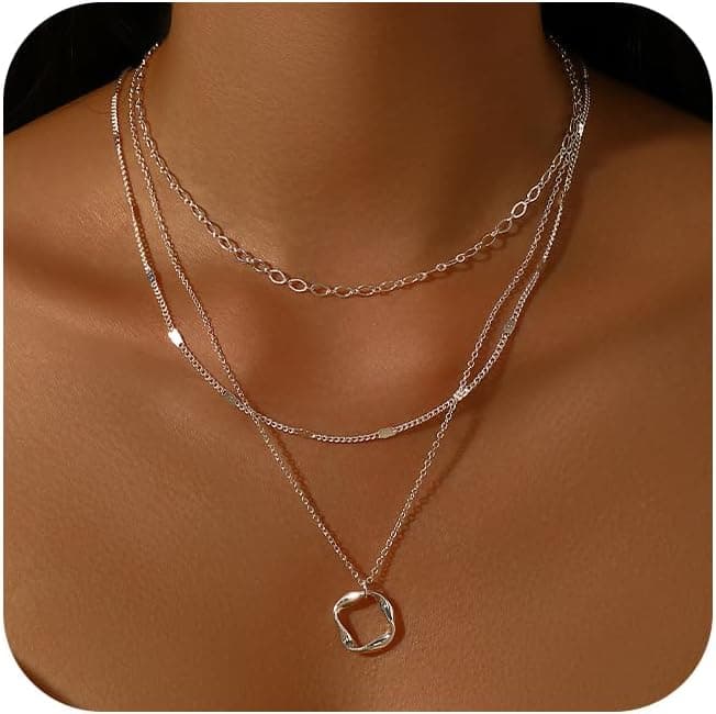 MOROTOLE Colliers superposés pour femmes Colliers ras du cou délicats empilables en or/argent pour femmes Collier à chaîne avec pendentif circulaire